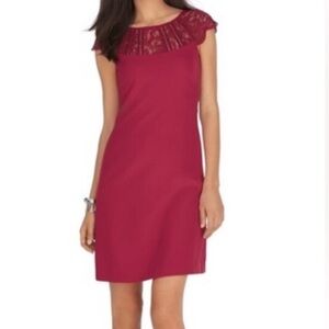 White House Black Market Red/Burgundy Lace Mini Dress, Size 4